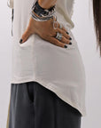 【NOSTRASANTISSIMA】 STRETCH COTTON FRONT BUTTON TOPS A124_OFF WHITE