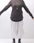 【thom/krom】 UNISEX COTTON CRASHED & LAYERED REGULAR FIT LONG SLEEVE TOPS MTS969_COLD BROWN