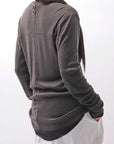 【thom/krom】 UNISEX COTTON CRASHED & LAYERED REGULAR FIT LONG SLEEVE TOPS MTS969_COLD BROWN