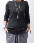 【thom/krom】 UNISEX WAFFLE COTTON LONG SLEEVE MT898_BLACK