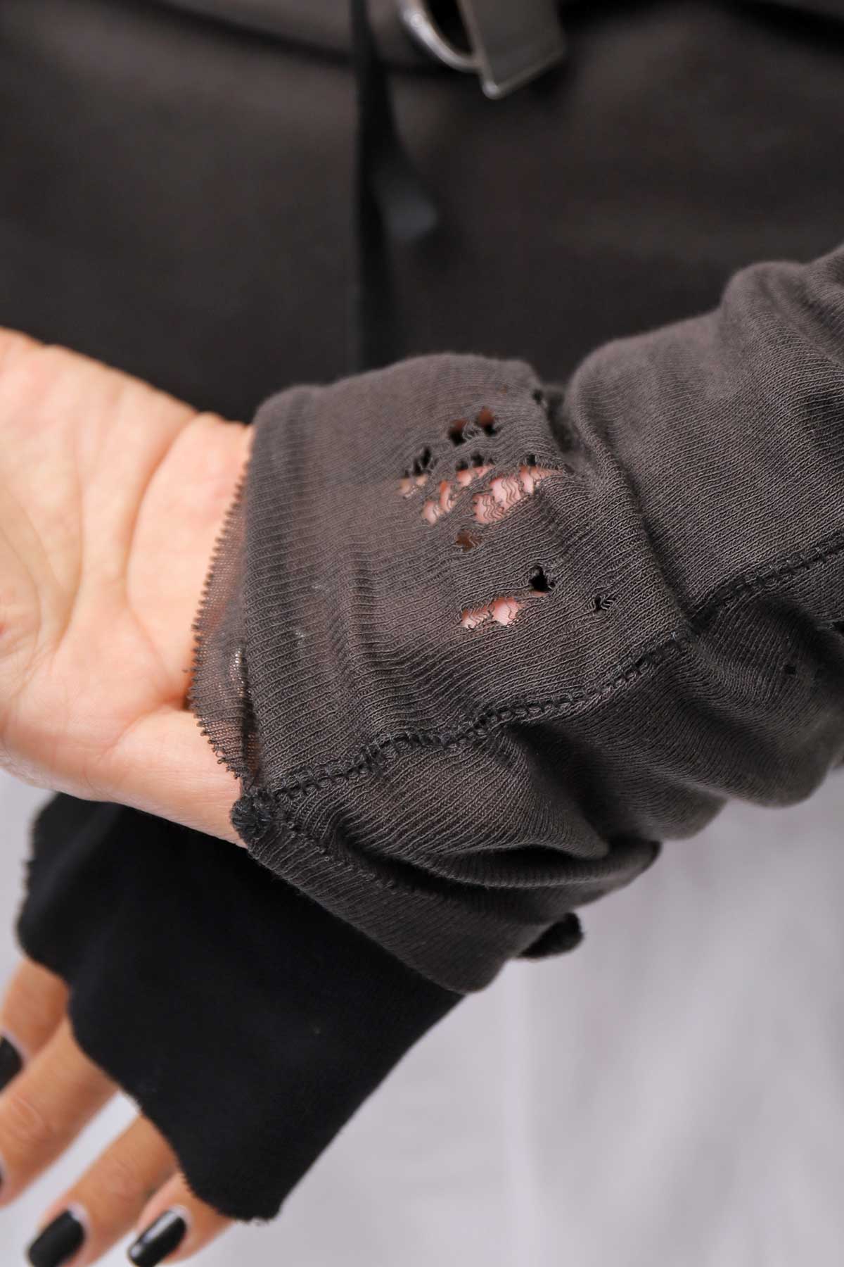 【thom/krom】 UNISEX COTTON CRASHED &amp; LAYERED REGULAR FIT LONG SLEEVE TOPS MTS969_COLD BROWN