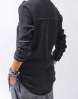 【thom/krom】 UNISEX WAFFLE COTTON LONG SLEEVE MT898_BLACK