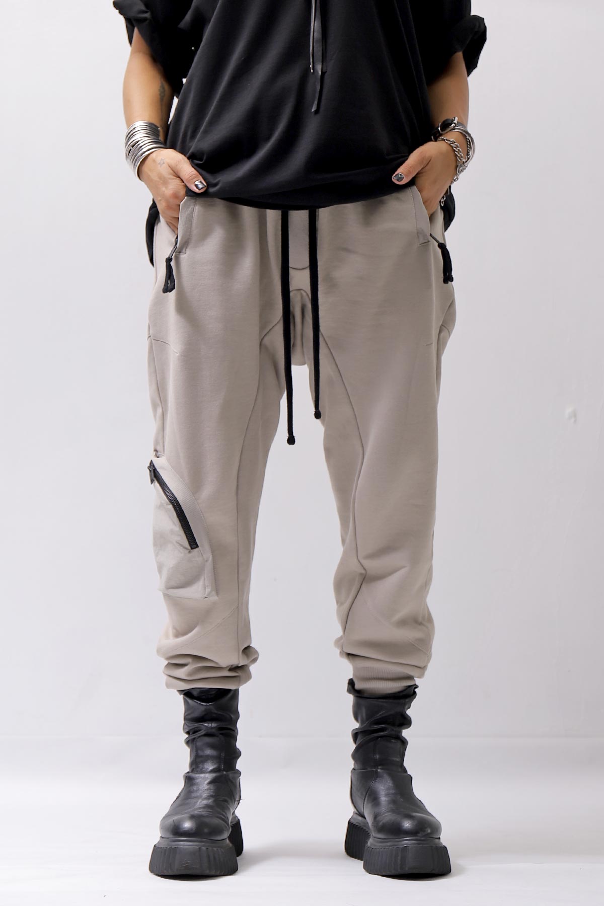 【thom/krom】 UNISEX POCKETED COTTON SWEAT RIB PANTS MST464_MOON BEAM