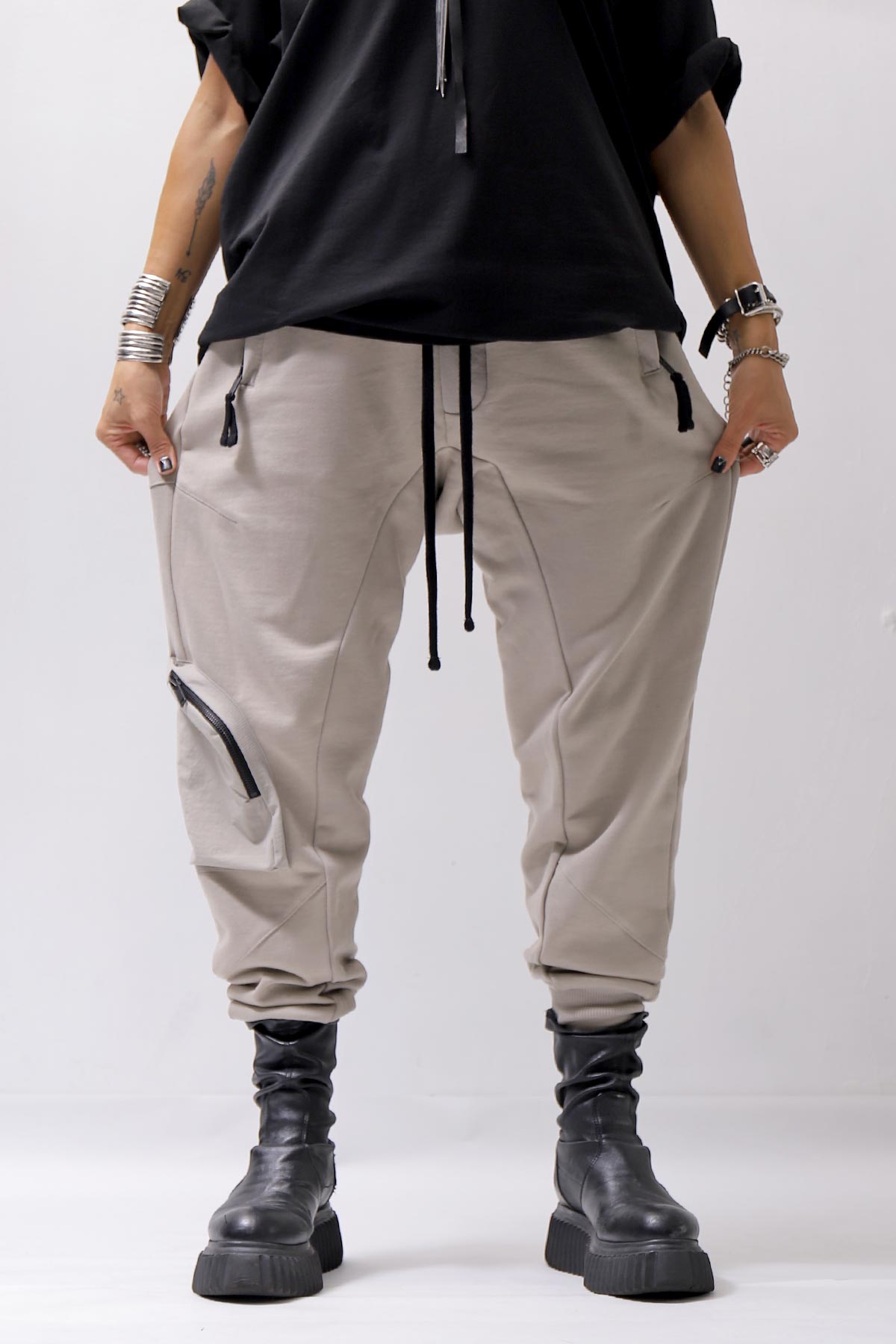 【thom/krom】 UNISEX POCKETED COTTON SWEAT RIB PANTS MST464_MOON BEAM