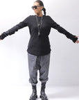 【thom/krom】 UNISEX WAFFLE COTTON LONG SLEEVE MT898_BLACK