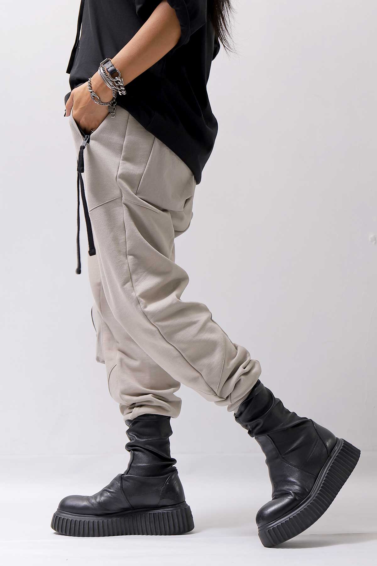 【thom/krom】 UNISEX POCKETED COTTON SWEAT RIB PANTS MST464_MOON BEAM