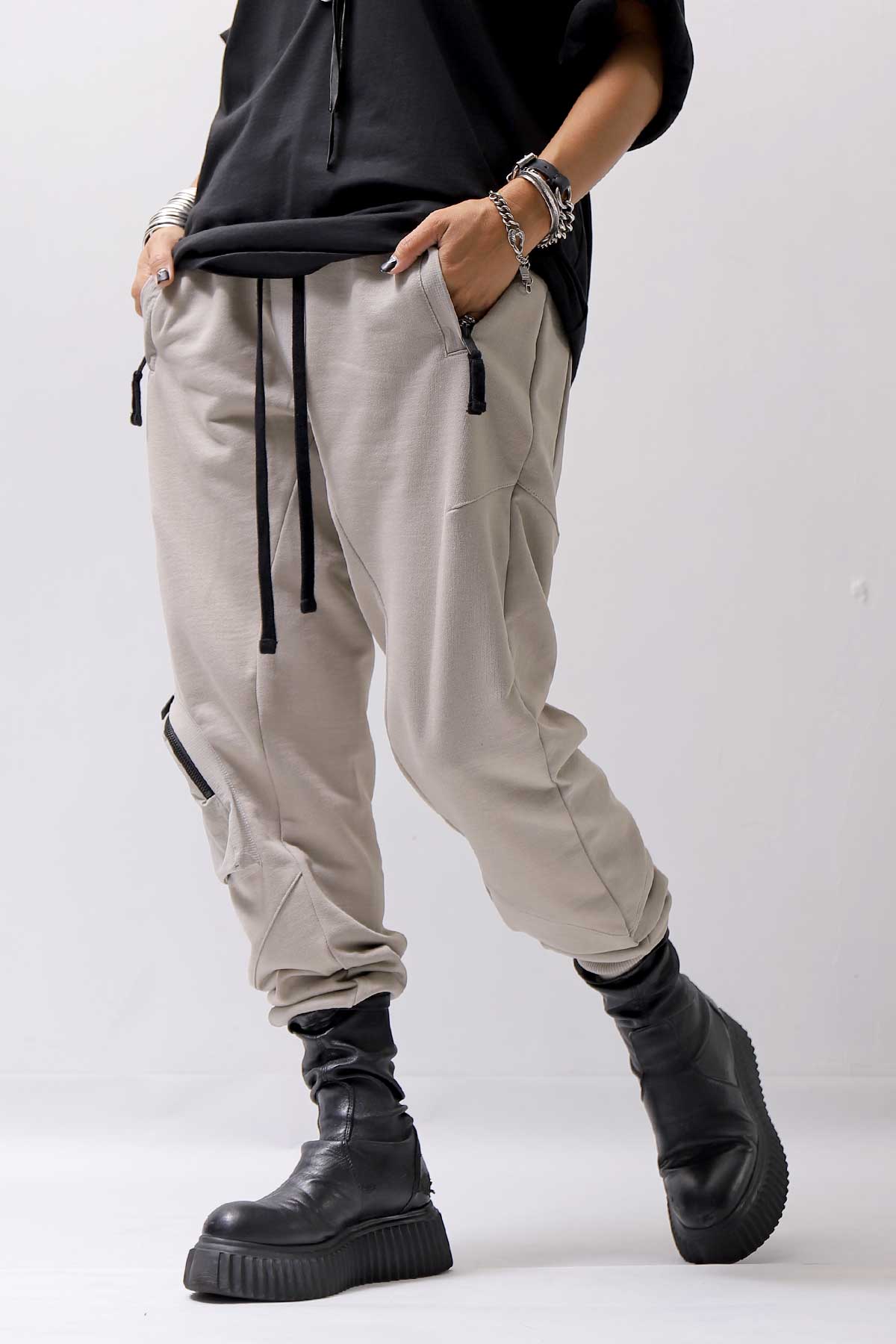 【thom/krom】 UNISEX POCKETED COTTON SWEAT RIB PANTS MST464_MOON BEAM