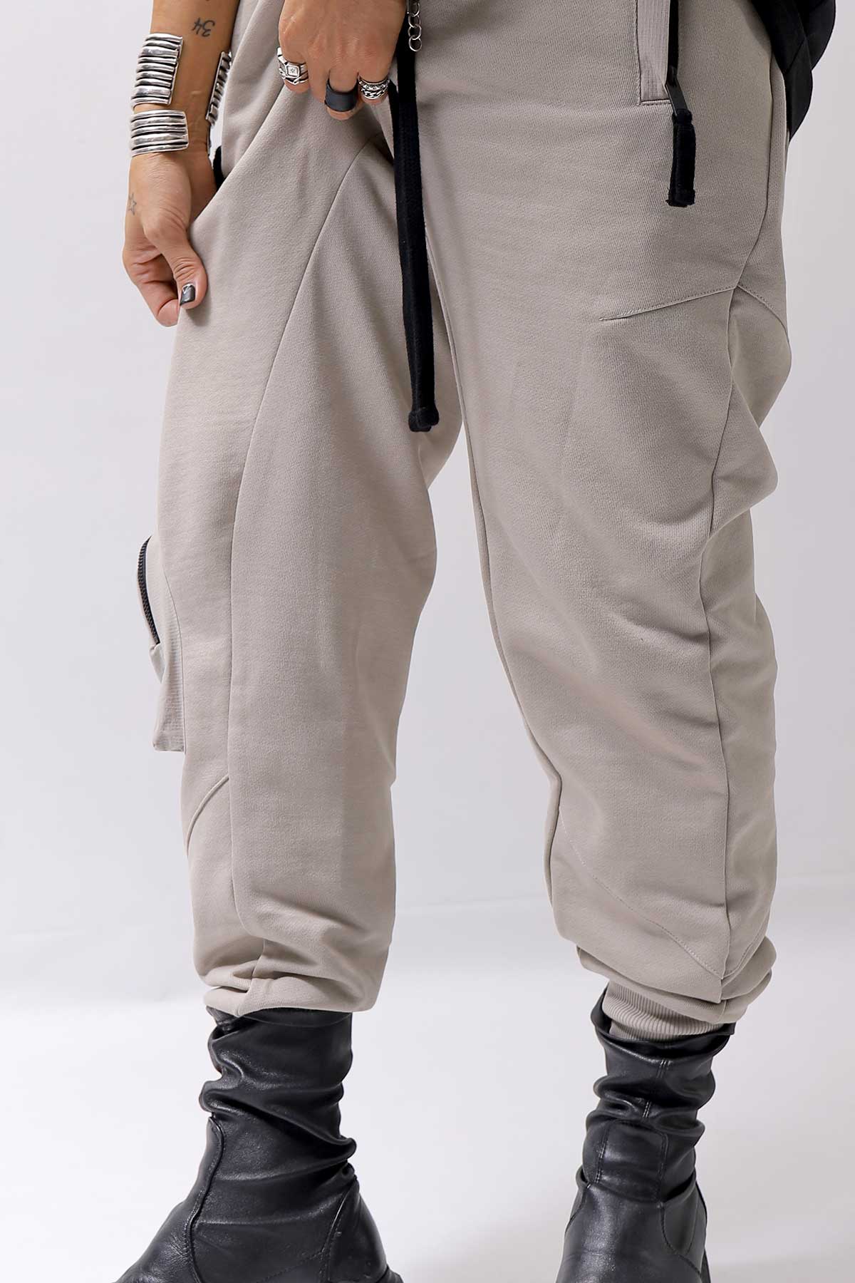 【thom/krom】 UNISEX POCKETED COTTON SWEAT RIB PANTS MST464_MOON BEAM