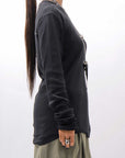 【thom/krom】 UNISEX COTTON CRASHED & LAYERED REGULAR FIT LONG SLEEVE TOPS MTS969_BLACK