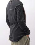 【thom/krom】 UNISEX COTTON CRASHED & LAYERED REGULAR FIT LONG SLEEVE TOPS MTS969_BLACK