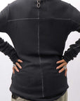 【thom/krom】 UNISEX COTTON CRASHED & LAYERED REGULAR FIT LONG SLEEVE TOPS MTS969_BLACK