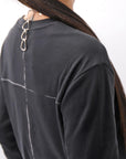 【thom/krom】 UNISEX COTTON CRASHED & LAYERED REGULAR FIT LONG SLEEVE TOPS MTS969_BLACK