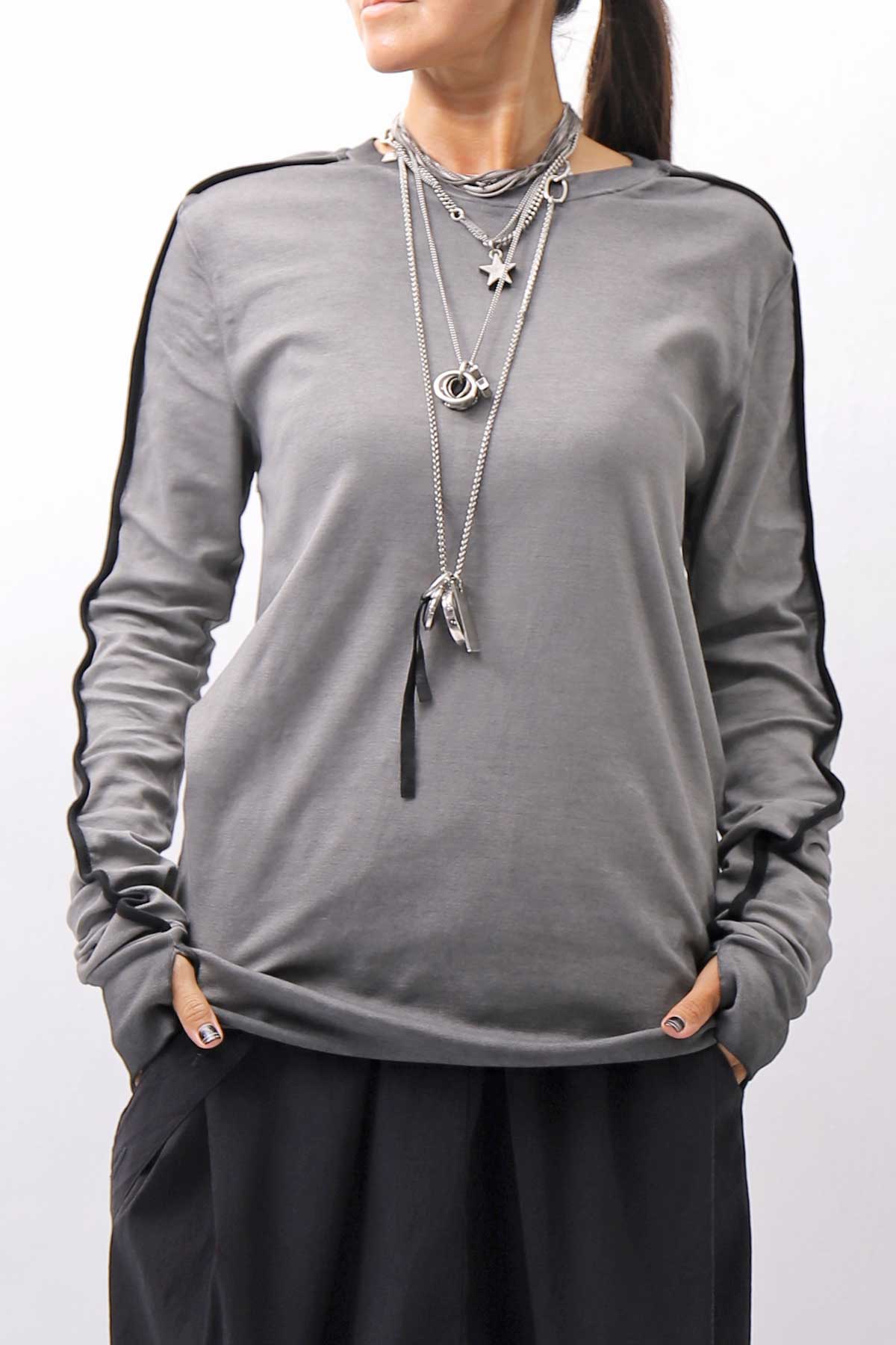 【thom/krom】 UNISEX STRETCH COTTON REGULAR FIT LONG SLEEVE TOPS MTS960_COLD DYE GREY