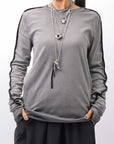 【thom/krom】 UNISEX STRETCH COTTON REGULAR FIT LONG SLEEVE TOPS MTS960_COLD DYE GREY