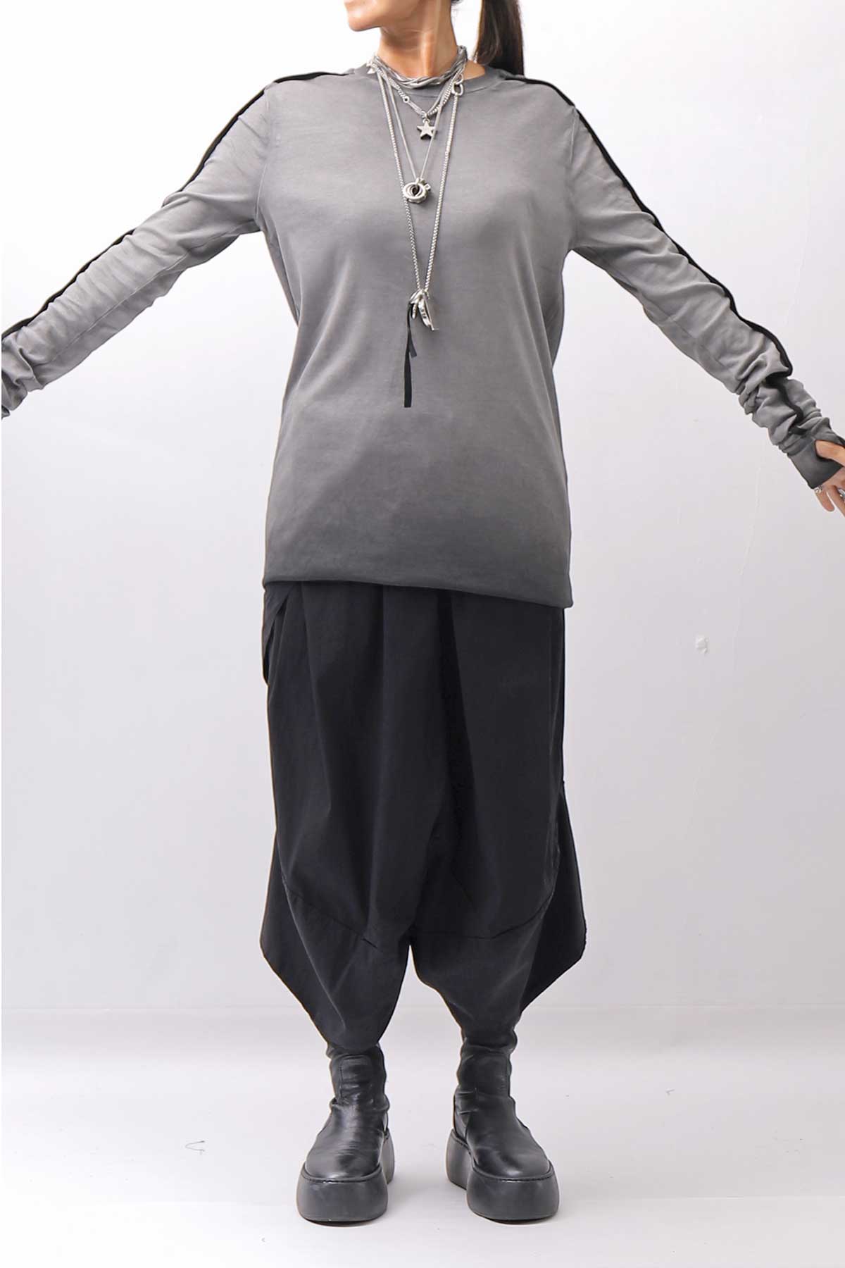 【thom/krom】 UNISEX STRETCH COTTON REGULAR FIT LONG SLEEVE TOPS MTS960_COLD DYE GREY