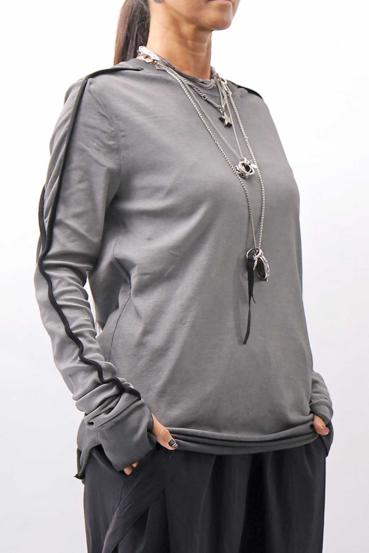 【thom/krom】 UNISEX STRETCH COTTON REGULAR FIT LONG SLEEVE TOPS MTS960_COLD DYE GREY