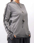 【thom/krom】 UNISEX STRETCH COTTON REGULAR FIT LONG SLEEVE TOPS MTS960_COLD DYE GREY