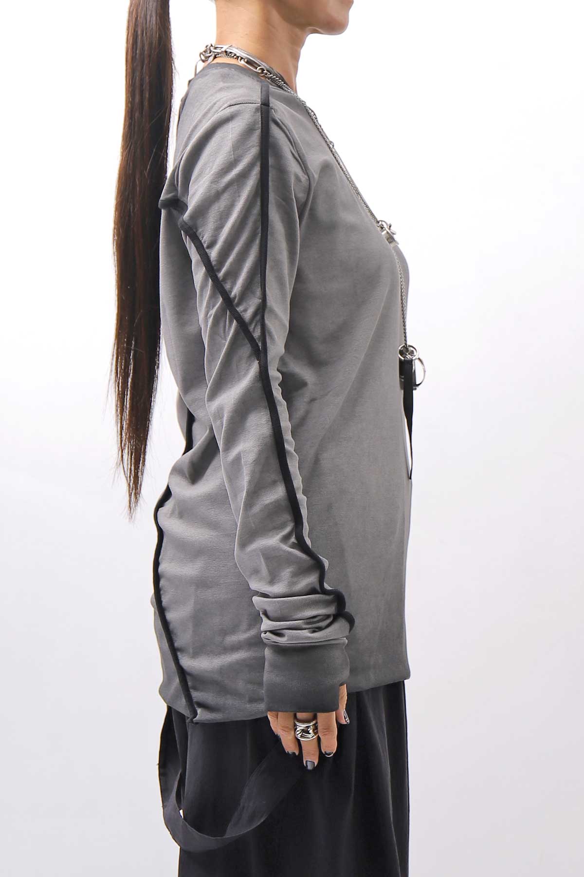 【thom/krom】 UNISEX STRETCH COTTON REGULAR FIT LONG SLEEVE TOPS MTS960_COLD DYE GREY