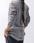 【thom/krom】 UNISEX WAFFLE COTTON LONG SLEEVE MT898_USED GREY
