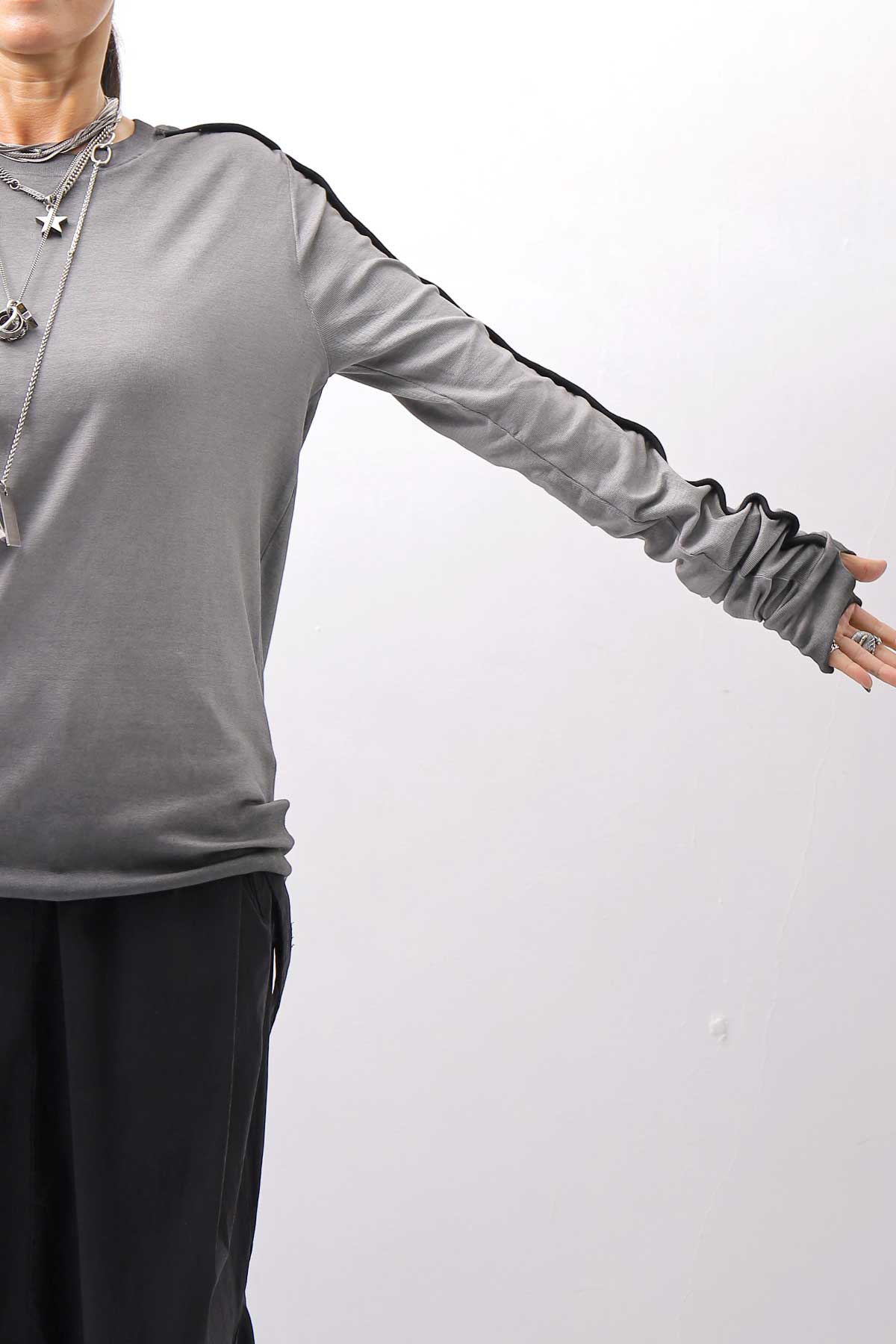 【thom/krom】 UNISEX STRETCH COTTON REGULAR FIT LONG SLEEVE TOPS MTS960_COLD DYE GREY