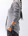 【thom/krom】 UNISEX WAFFLE COTTON LONG SLEEVE MT898_USED GREY
