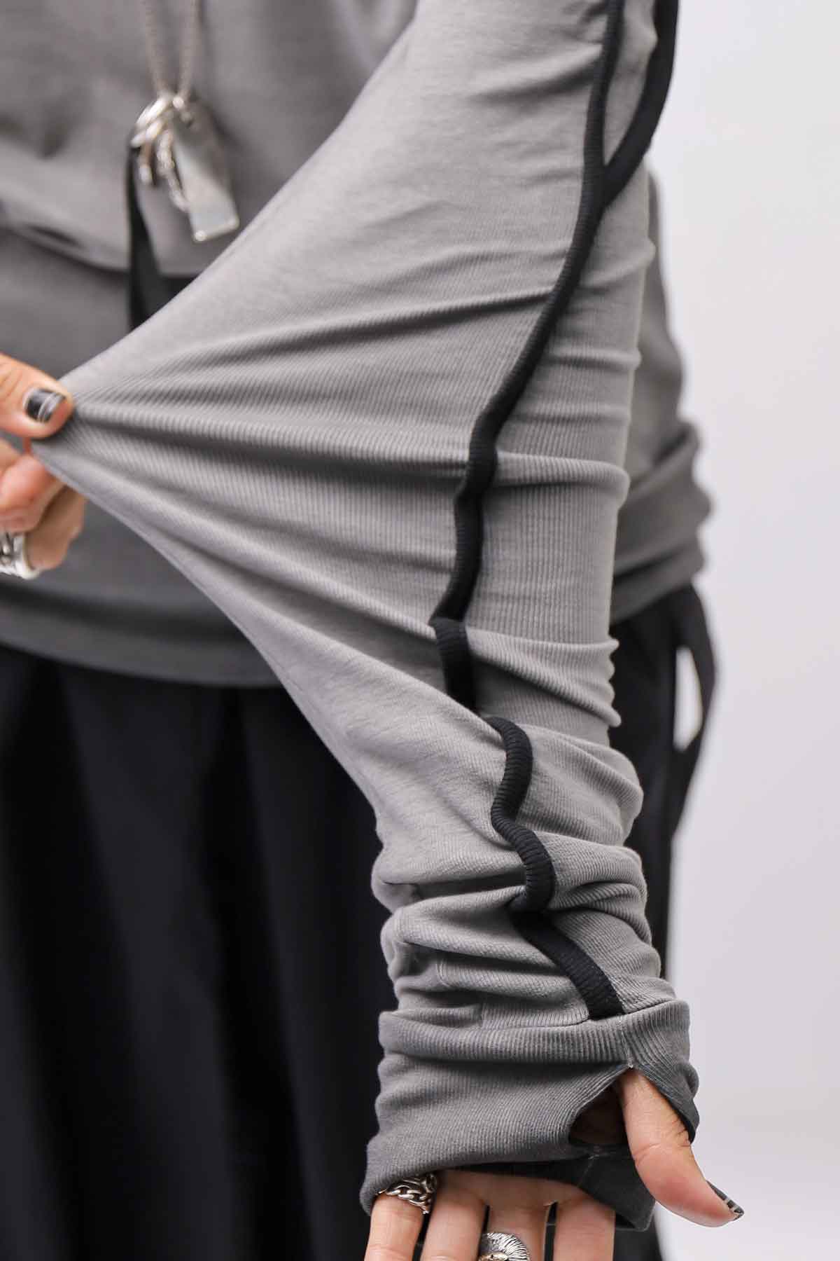 【thom/krom】 UNISEX STRETCH COTTON REGULAR FIT LONG SLEEVE TOPS MTS960_COLD DYE GREY