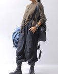 【Andrea Ya'aqov】 UNISEX 2WAY SHOULDER SALOPETTE PARACHUTE PANTS PAK71_BLACK