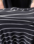 【PLÜ】 MULTIWAY STRETCH COTTON STOLE PL21_STRIPE/BLACK