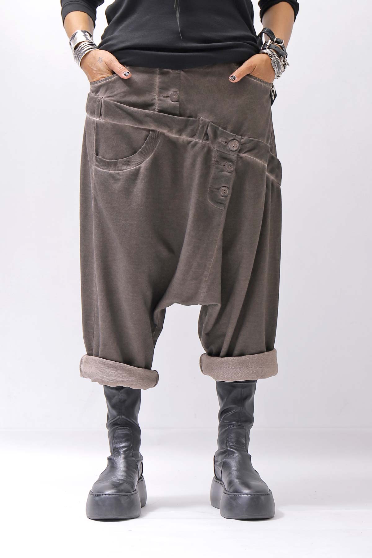 【studio b3】 UNISEX COTTON &amp; SWEAT BOX SARROUEL PANTS RBB1974_TRUFFLE OLD DYE