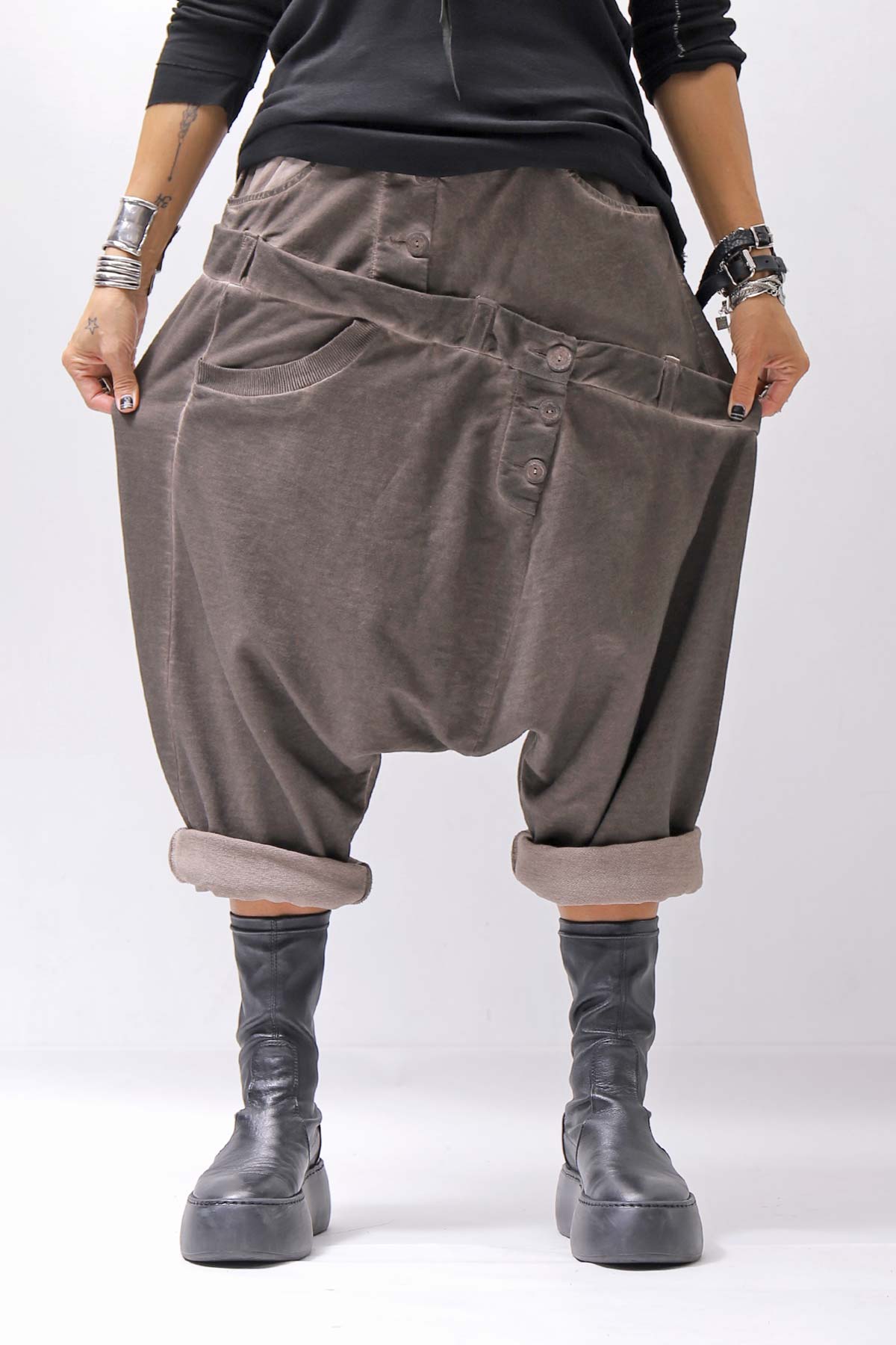 【studio b3】 UNISEX COTTON &amp; SWEAT BOX SARROUEL PANTS RBB1974_TRUFFLE OLD DYE