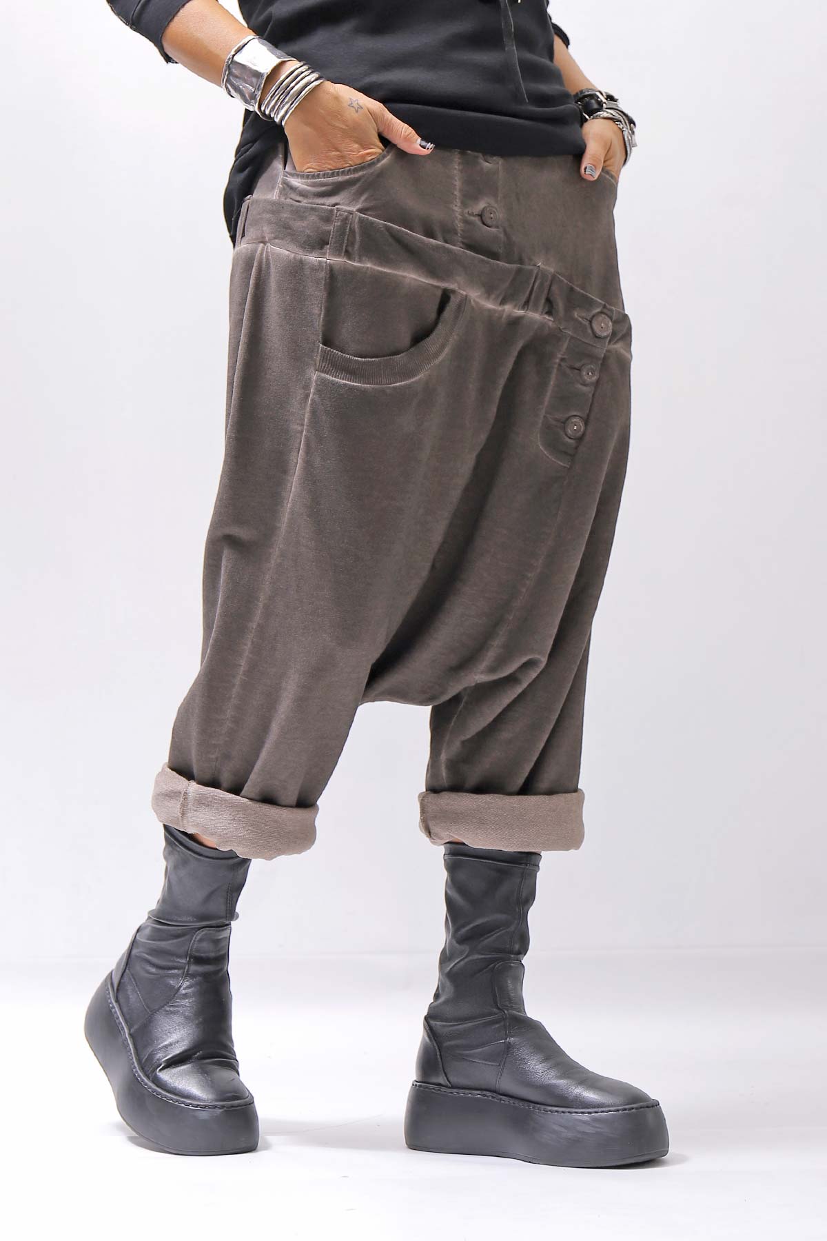 【studio b3】 UNISEX COTTON &amp; SWEAT BOX SARROUEL PANTS RBB1974_TRUFFLE OLD DYE