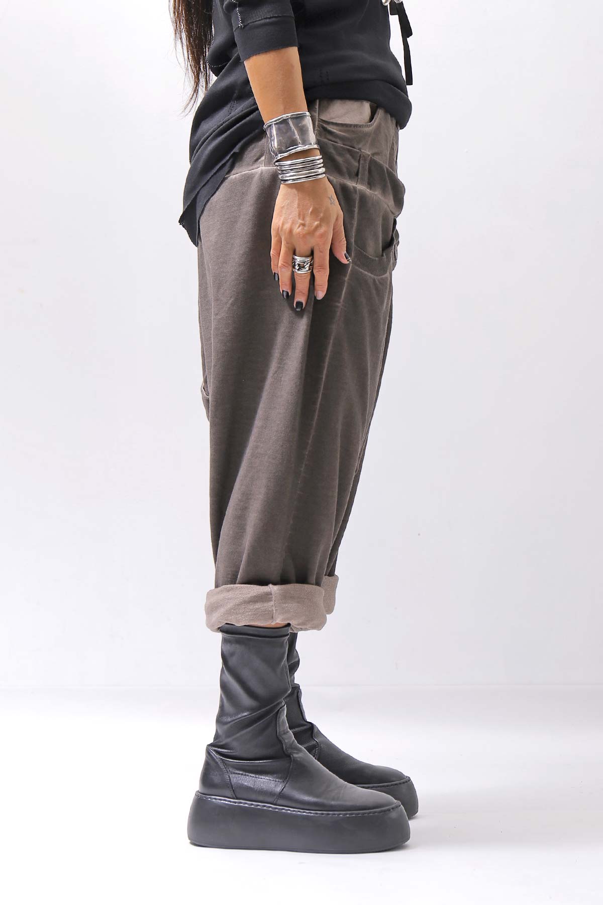 【studio b3】 UNISEX COTTON &amp; SWEAT BOX SARROUEL PANTS RBB1974_TRUFFLE OLD DYE