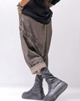 【studio b3】 UNISEX COTTON & SWEAT BOX SARROUEL PANTS RBB1974_TRUFFLE OLD DYE