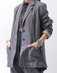 【studio b3】 UNISEX COTTON DENIM RELAX FIT JACKET RBB2018_MARENGO(GREY WASH)
