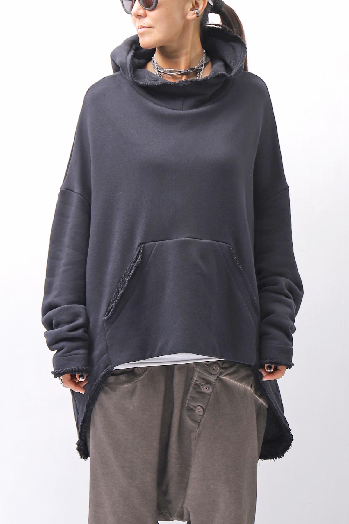 【studio b3】 UNISEX OVERSIZED COTTON SWEAT HOODIE SHB2161_BLACK