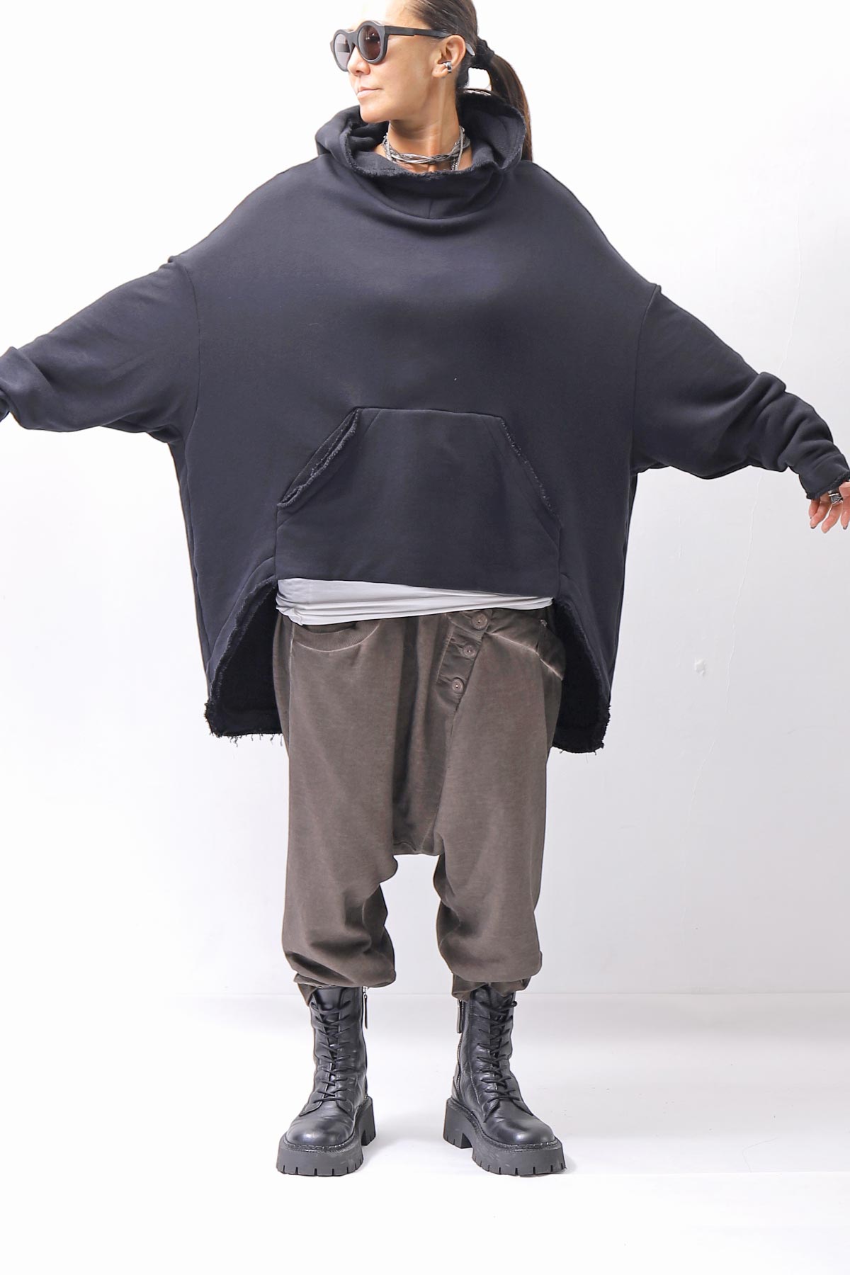 【studio b3】 UNISEX OVERSIZED COTTON SWEAT HOODIE SHB2161_BLACK