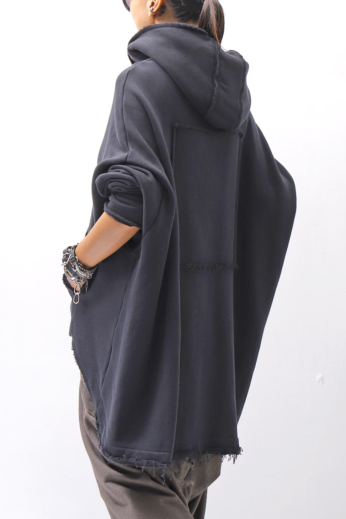 【studio b3】 UNISEX OVERSIZED COTTON SWEAT HOODIE SHB2161_BLACK