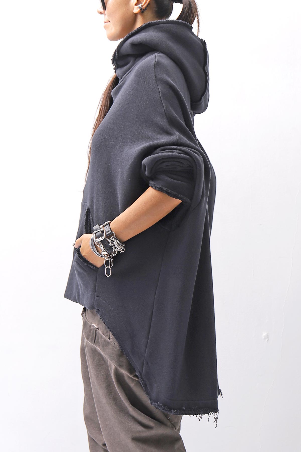 【studio b3】 UNISEX OVERSIZED COTTON SWEAT HOODIE SHB2161_BLACK
