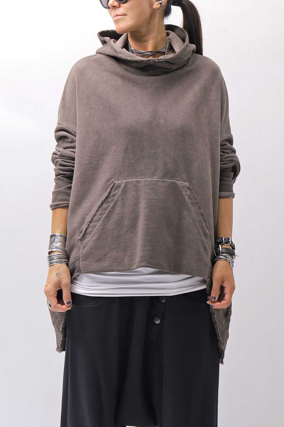 【studio b3】 UNISEX OVERSIZED COTTON SWEAT HOODIE SHB2161_TRUFFLE OLD DYE