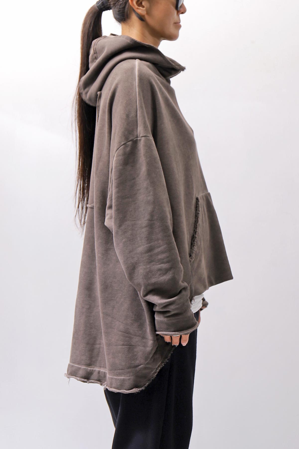 【studio b3】 UNISEX OVERSIZED COTTON SWEAT HOODIE SHB2161_TRUFFLE OLD DYE