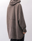 【studio b3】 UNISEX OVERSIZED COTTON SWEAT HOODIE SHB2161_TRUFFLE OLD DYE