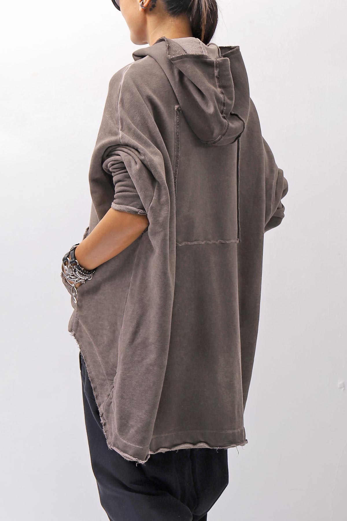 【studio b3】 UNISEX OVERSIZED COTTON SWEAT HOODIE SHB2161_TRUFFLE OLD DYE