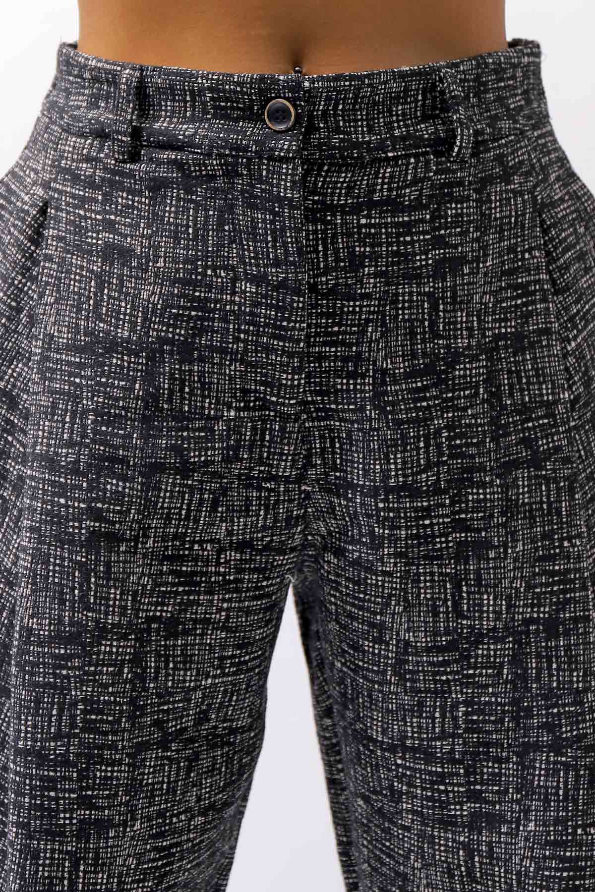 【NOSTRASANTISSIMA】 UNISEX TWEED FRONT TUCK PANTS P118_TWEED BLACK