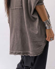 【studio b3】 UNISEX OVERSIZED COTTON SWEAT HOODIE SHB2161_TRUFFLE OLD DYE