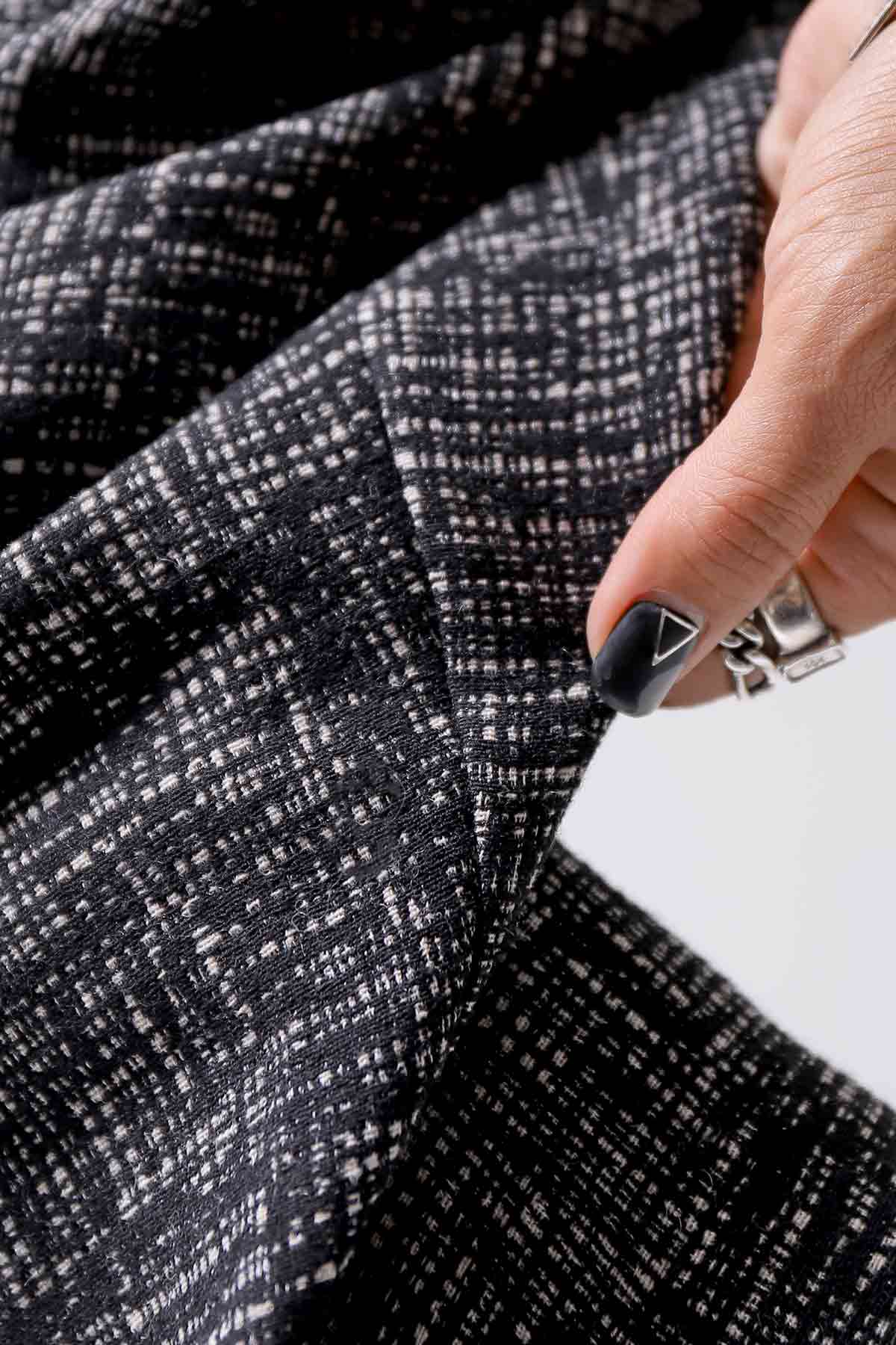 【NOSTRASANTISSIMA】 UNISEX TWEED FRONT TUCK PANTS P118_TWEED BLACK