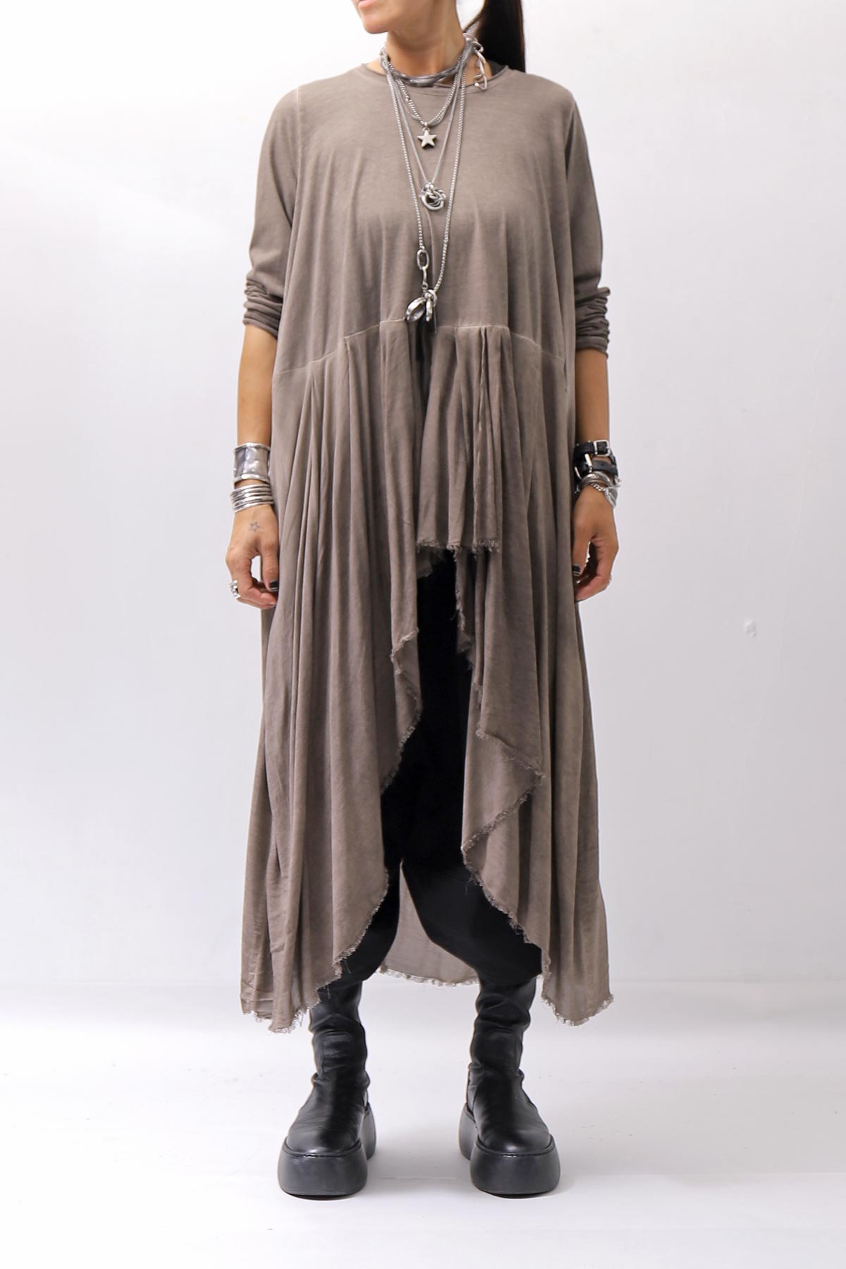 【studio b3】 ASYMMETRY TUNIC TOPS SHB2219_TRUFFLE OLD DYE