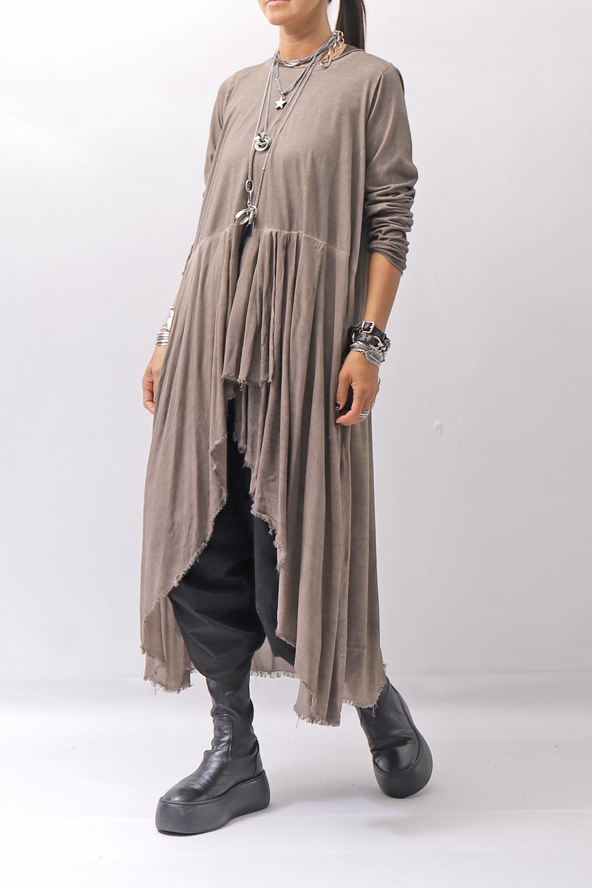 【studio b3】 ASYMMETRY TUNIC TOPS SHB2219_TRUFFLE OLD DYE