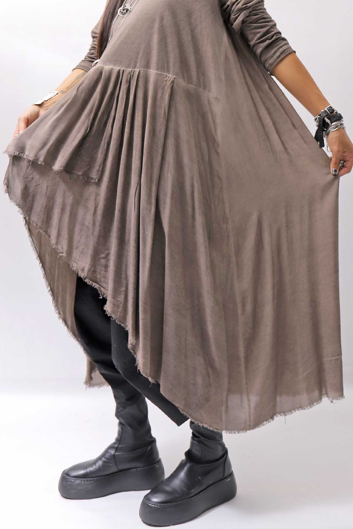 【studio b3】 ASYMMETRY TUNIC TOPS SHB2219_TRUFFLE OLD DYE