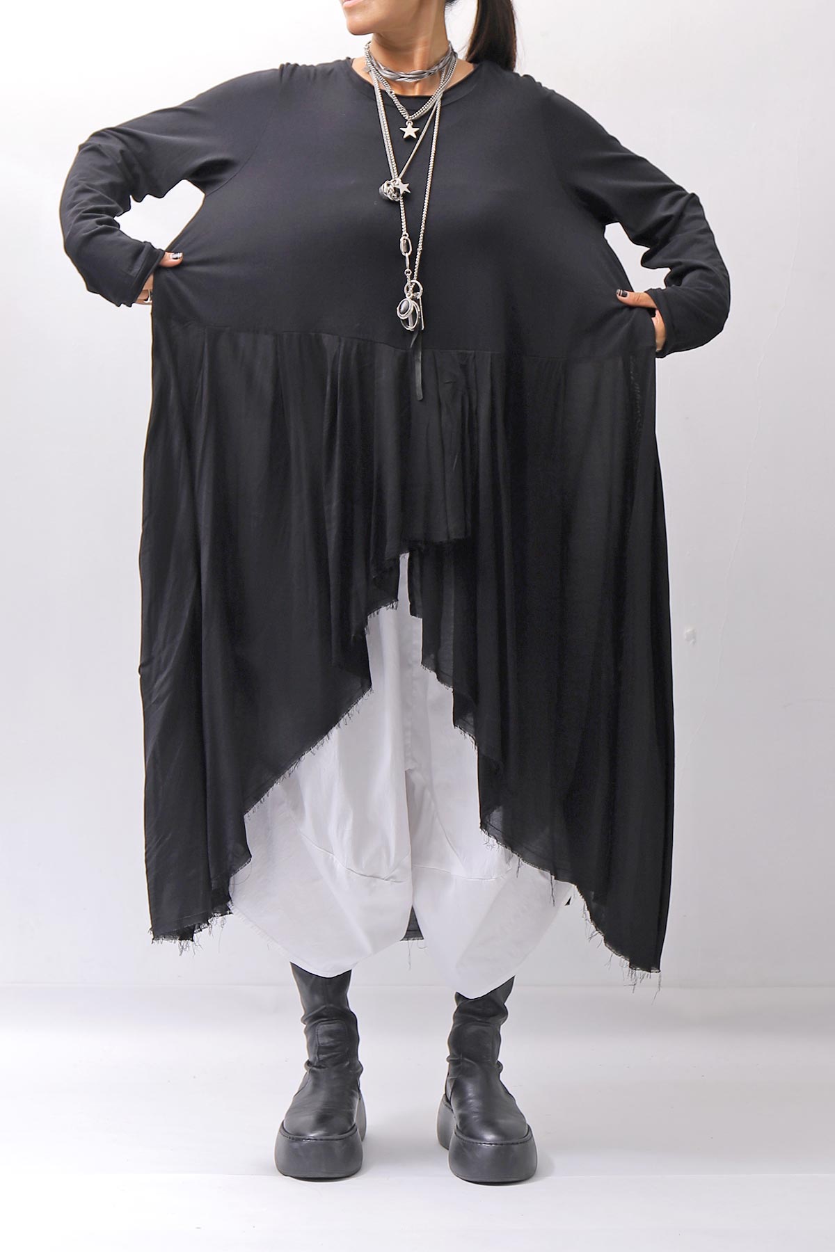 【studio b3】 ASYMMETRY TUNIC TOPS SHB2219_BLACK