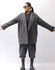 【NOSTRASANTISSIMA】 UNISEX OVERSIZED TWEED DOUBLE BUTTON JACKET J116_TWEED BLACK